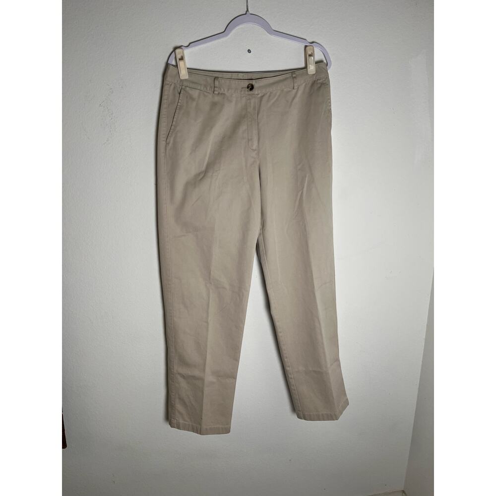 L.L.Bean Women’s Pants Size 12 Khaki Cotton Straight Leg Coastal Grandmother - Picture 6 of 8